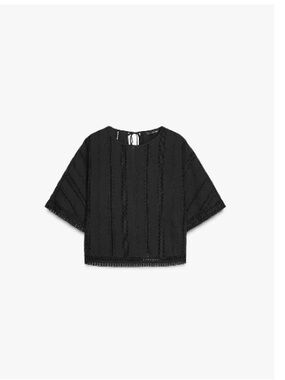 Zara embroidered eyelet blouse